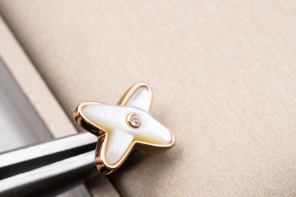 [AuraEcho Jewelry]JEUX DE WHITE MOP ROSE GOLD DIAMOND EARRINGS