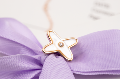 [AuraEcho Jewelry]JEUX DE WHITE MOP ROSE GOLD DIAMOND EARRINGS