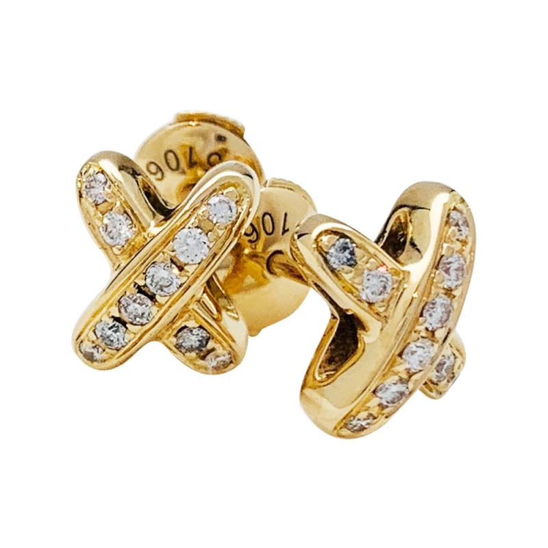 [AuraEcho Jewelry]JEUX DE GOLD DIAMOND EARRINGS
