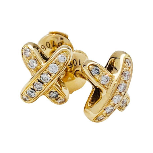 [AuraEcho Jewelry]JEUX DE GOLD DIAMOND EARRINGS