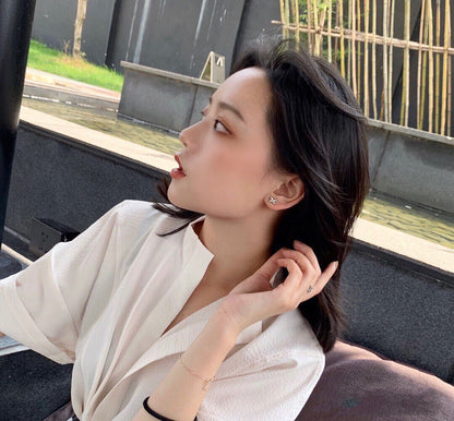 [AuraEcho Jewelry]JEUX DE WHITE MOP ROSE GOLD DIAMOND EARRINGS