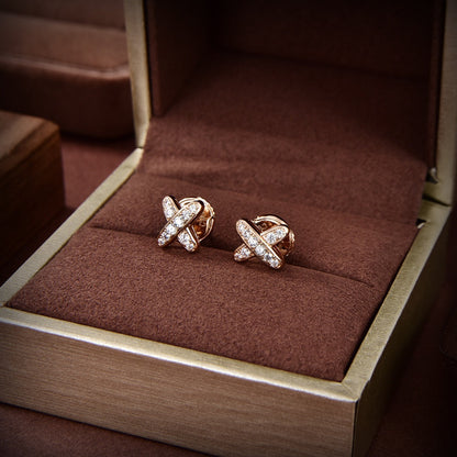 [AuraEcho Jewelry]JEUX DE GOLD DIAMOND EARRINGS
