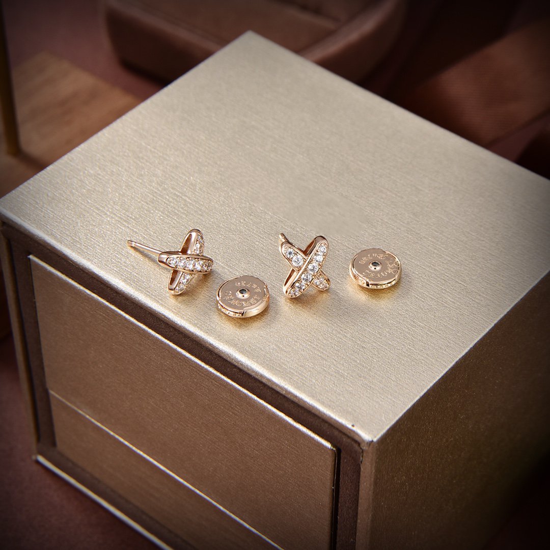 [AuraEcho Jewelry]JEUX DE GOLD DIAMOND EARRINGS