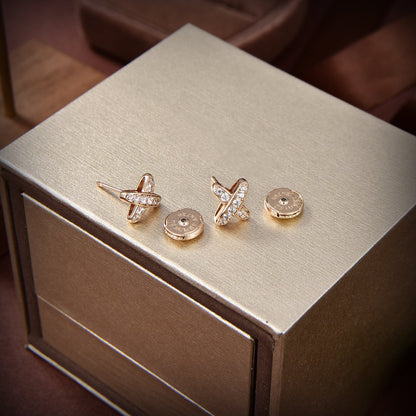 [AuraEcho Jewelry]JEUX DE GOLD DIAMOND EARRINGS