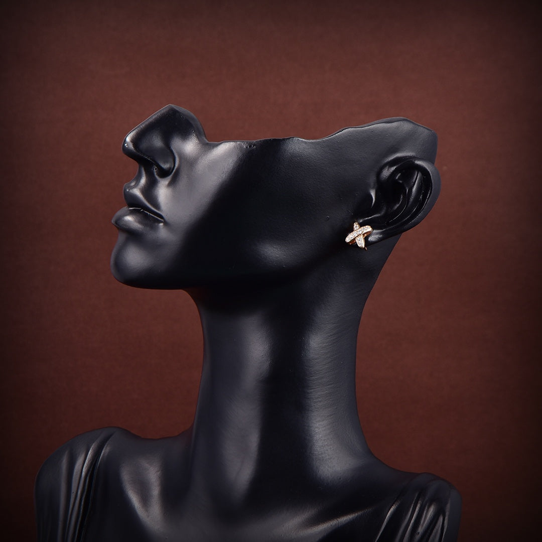 [AuraEcho Jewelry]JEUX DE GOLD DIAMOND EARRINGS