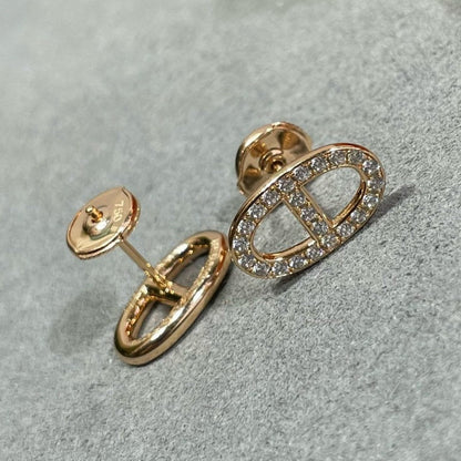 [AuraEcho Jewelry]HM FULL DIAMOND PIG NOSE STUD EARRINGS