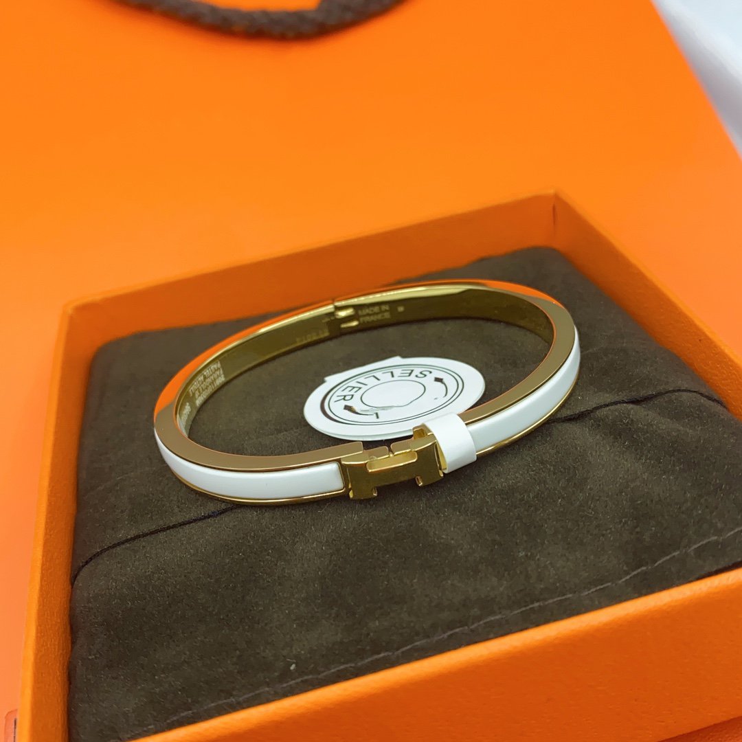 [AuraEcho Jewelry]CLASSIC HM CLIC WHITE 8MM ENAMEL BRACELET