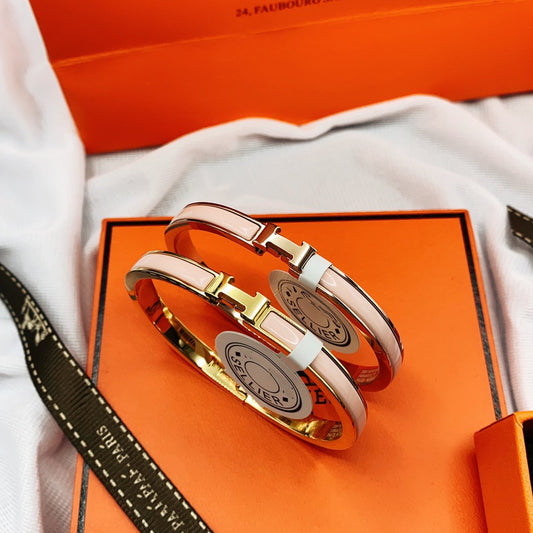 [AuraEcho Jewelry]CLASSIC HM CLIC  PINK 8MM ENAMEL BRACELET