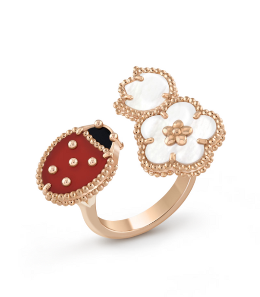 [AuraEcho Jewelry]LUCKY 3 MOTIF ROSE GOLD RING