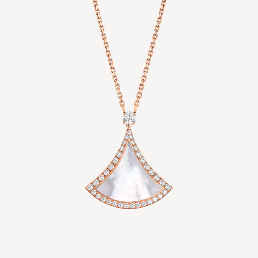 [AuraEcho Jewelry]DREAM MOP DIAMOND PAVED PINK GOLD NECKLACE