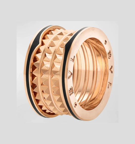 [AuraEcho Jewelry]ZERO 1 ROCK BLACK CERAMIC PINK GOLD LARGE MODEL