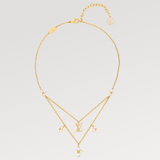 [AuraEcho Jewelry]FLOWERGRAM GOLD MOP DOUBLE ROW NECKLACE