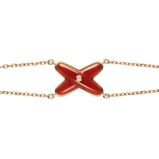 [AuraEcho Jewelry]JEUX BRACELET CARNELIAN PINK GOLD 1 DIAMOND