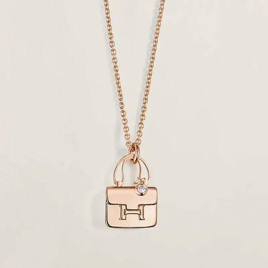 [AuraEcho Jewelry]AMULETTE PEDANT ROSE GOLD NECKLACE