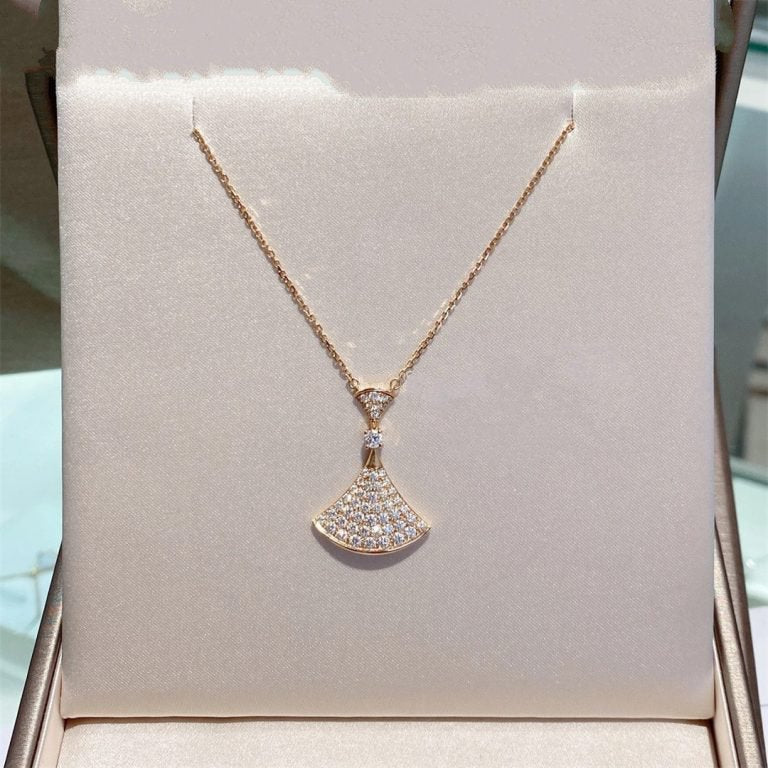 [AuraEcho Jewelry]DREAM NECKLACE PINK GOLD FULL DIAMOND
