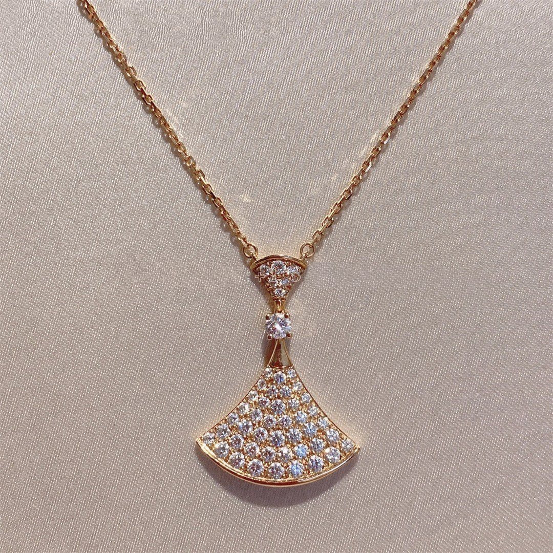 [AuraEcho Jewelry]DREAM NECKLACE PINK GOLD FULL DIAMOND