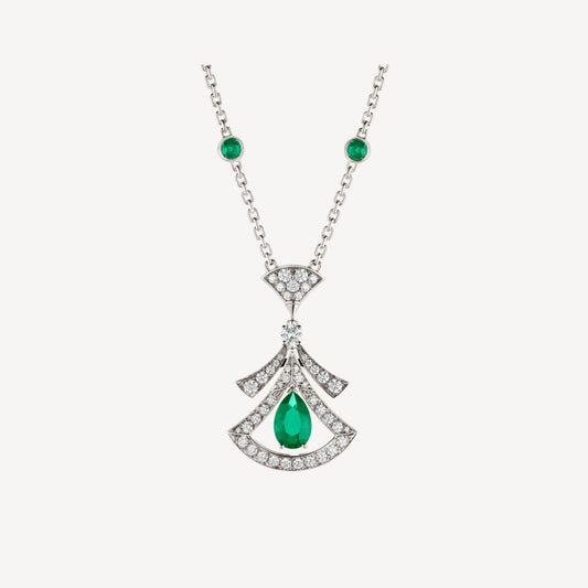 [AuraEcho Jewelry]DREAM NECKLACE MALACHITE DIAMOND SILVER