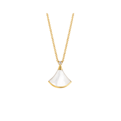 [AuraEcho Jewelry]DREAM NECKLACE WHITE MOP GOLD 1 DIAMOND