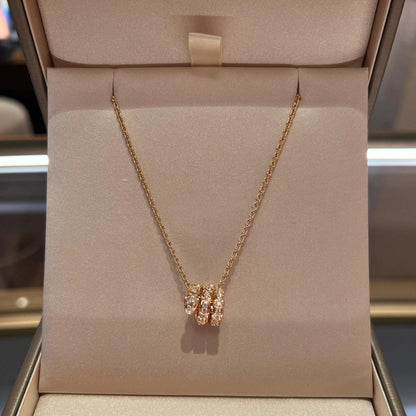 [AuraEcho Jewelry]SERPENTI PINK GOLD NECKLACE DOUBLE RING DIAMOND