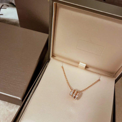 [AuraEcho Jewelry]SERPENTI PINK GOLD NECKLACE DOUBLE RING DIAMOND
