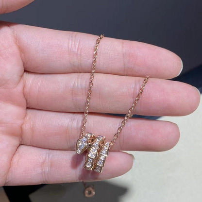 [AuraEcho Jewelry]SERPENTI PINK GOLD NECKLACE DOUBLE RING DIAMOND