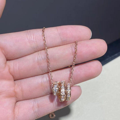 [AuraEcho Jewelry]SERPENTI PINK GOLD NECKLACE DOUBLE RING DIAMOND