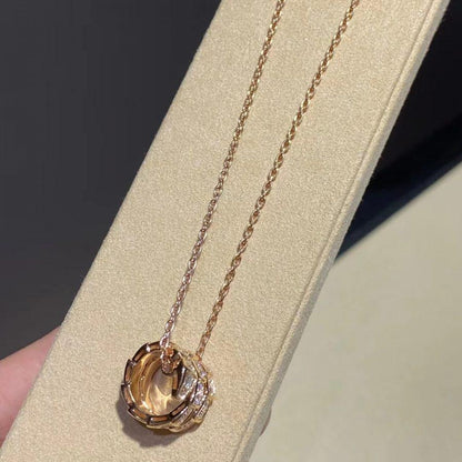 [AuraEcho Jewelry]SERPENTI PINK GOLD NECKLACE DOUBLE RING DIAMOND