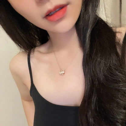 [AuraEcho Jewelry]SERPENTI PINK GOLD NECKLACE DOUBLE RING DIAMOND