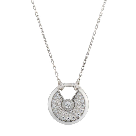 [AuraEcho Jewelry]AMULETTE SILVER FULL DIAMOND NECKLACE