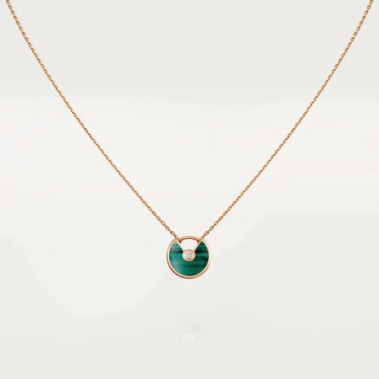 [AuraEcho Jewelry]AMULETTE ROSE GOLD MALACHITE NECKLACE