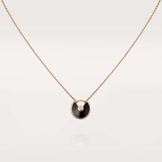 [AuraEcho Jewelry]AMULETTE ROSE GOLD ONYX NECKLACE