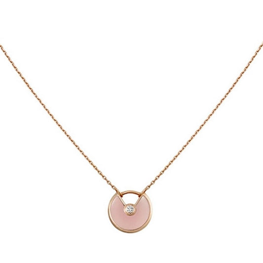 [AuraEcho Jewelry]AMULETTE ROSE GOLD PINK MOP NECKLACE