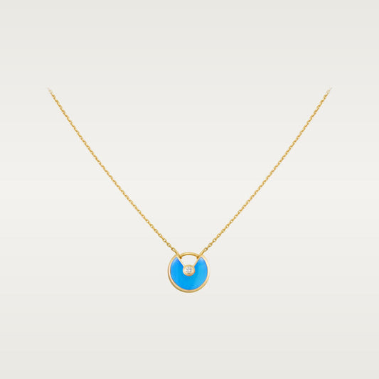 [AuraEcho Jewelry]AMULETTE GOLD TURQUOISE NECKLACE