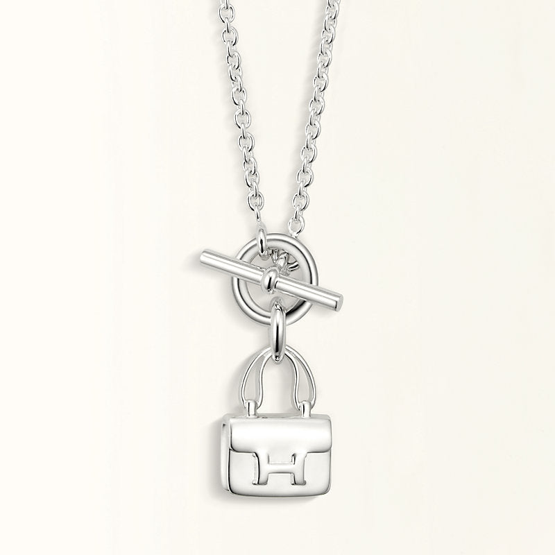 [AuraEcho Jewelry]POP H PEDANT SILVER NECKLACE