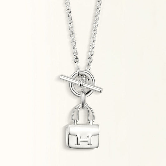 [AuraEcho Jewelry]POP H PEDANT SILVER NECKLACE