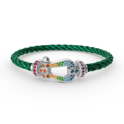 [AuraEcho Jewelry]FORC LARGE HORSESHOE  COLORED DIAMOND BRACELET SILVER
