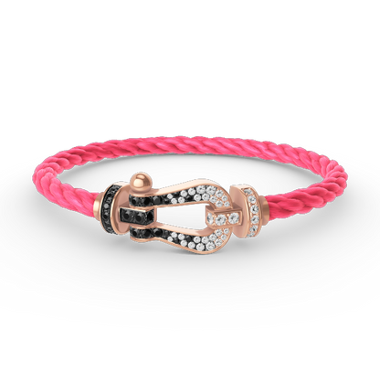 [AuraEcho Jewelry]FORCE LARGE HORSESHOE BLACK WHITE DIAMOND BRACELET ROSE GOLD
