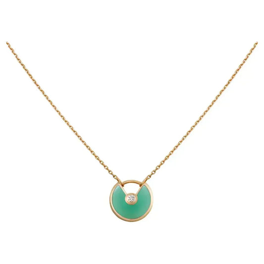 [AuraEcho Jewelry]AMULETTE GOLD MALACHITE NECKLACE