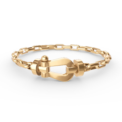 [AuraEcho Jewelry]FORCE LARGE HORSESHOE CLASP  METAL BRACELET