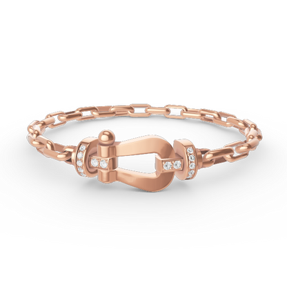 [AuraEcho Jewelry]FORCE LARGE HORSESHOE CLASP  METAL BRACELET