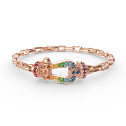 [AuraEcho Jewelry]FORCE LARGE HORSESHOE CLASP  METAL BRACELET
