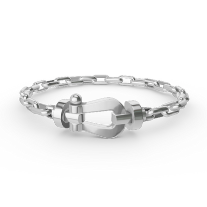 [AuraEcho Jewelry]FORCE LARGE HORSESHOE CLASP  METAL BRACELET