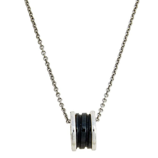 [AuraEcho Jewelry]ZERO 1 BLACK CERAMIC SILVER NECKLACE