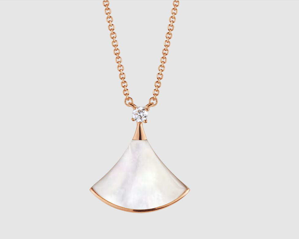 [AuraEcho Jewelry]DREAM NECKLACE WHITE MOP PINK GOLD 1 DIAMOND