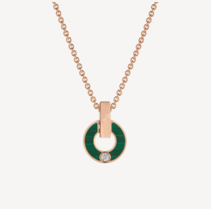 [AuraEcho Jewelry]GARI NECKLACE PINK GOLD MALACHITE