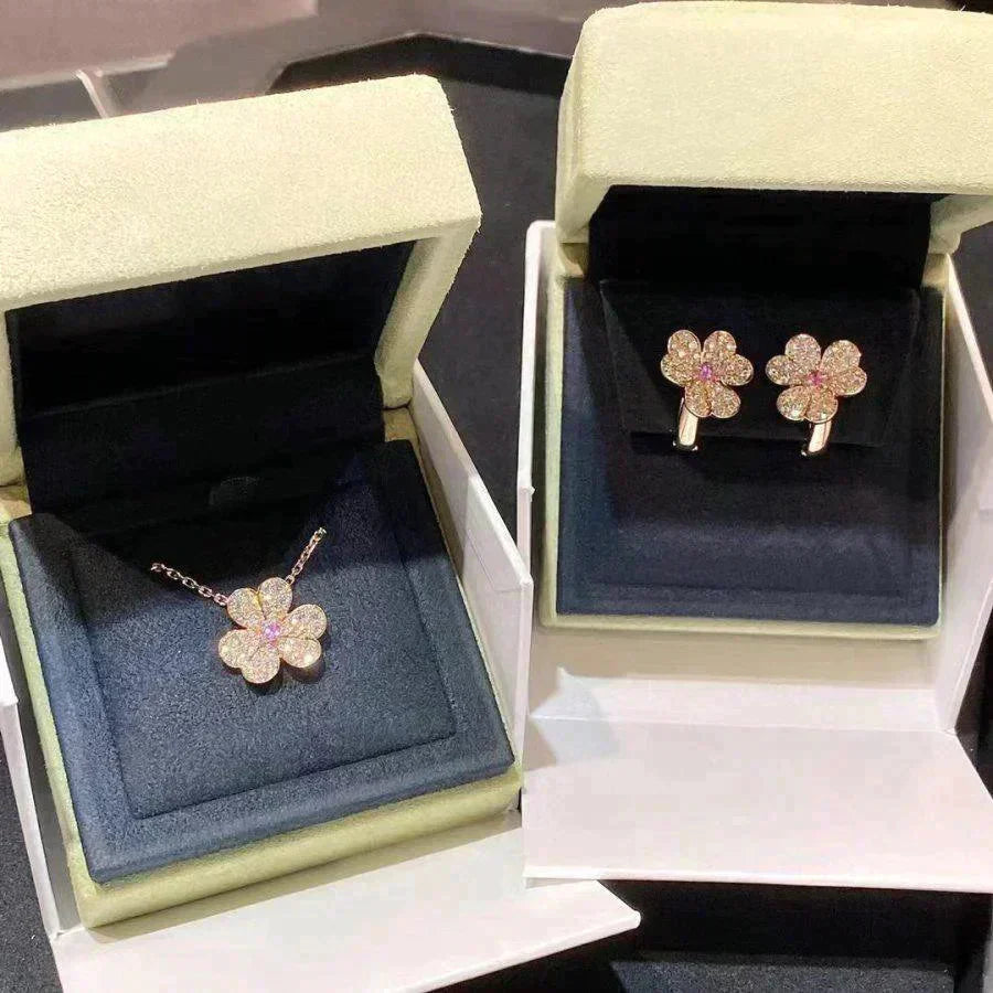 [AuraEcho Jewelry]FRIVOLE ROSE GOLD FLOWER DIAMOND NECKLACE