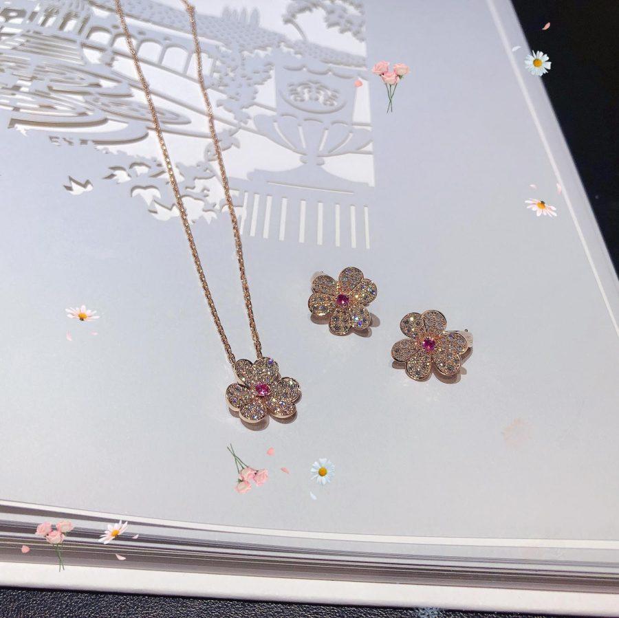 [AuraEcho Jewelry]FRIVOLE ROSE GOLD FLOWER DIAMOND NECKLACE