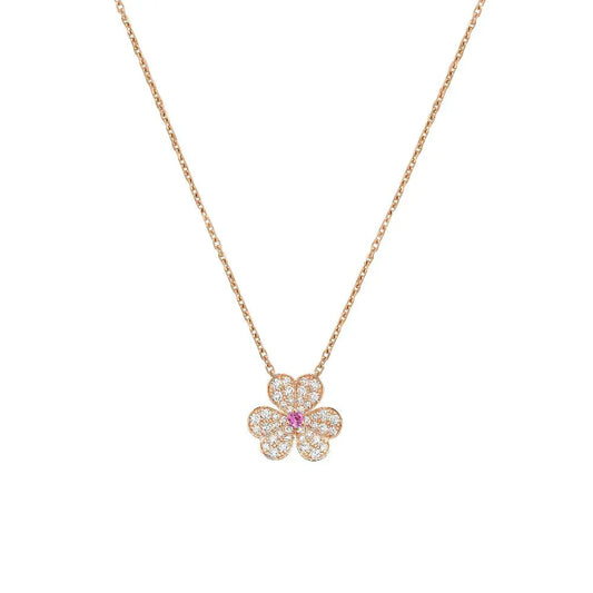 [AuraEcho Jewelry]FRIVOLE ROSE GOLD FLOWER DIAMOND NECKLACE