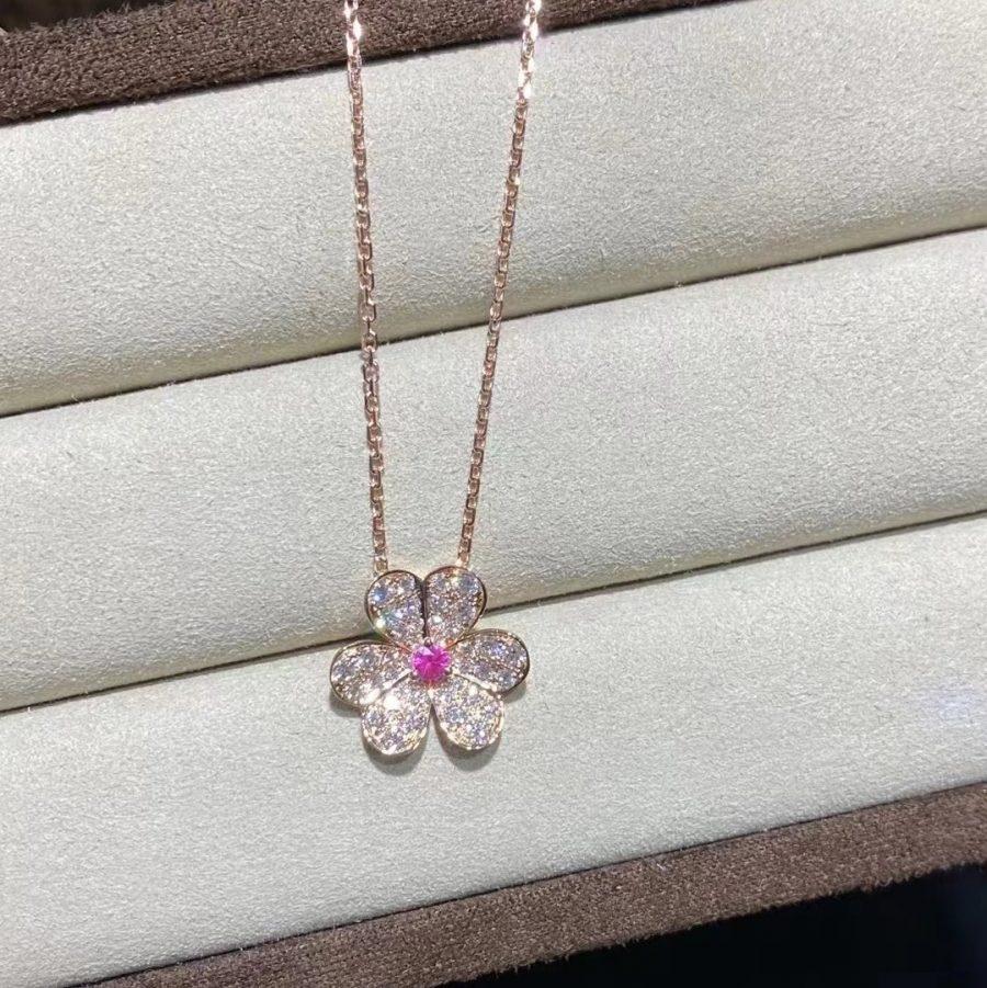 [AuraEcho Jewelry]FRIVOLE ROSE GOLD FLOWER DIAMOND NECKLACE