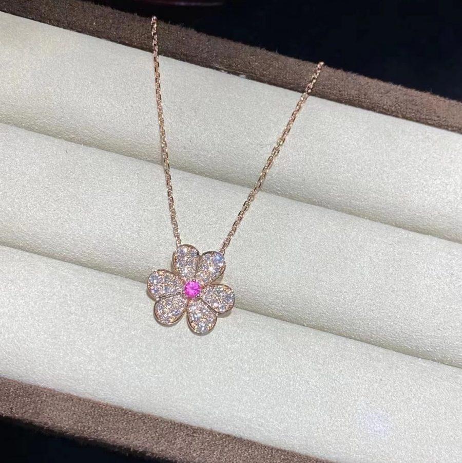 [AuraEcho Jewelry]FRIVOLE ROSE GOLD FLOWER DIAMOND NECKLACE